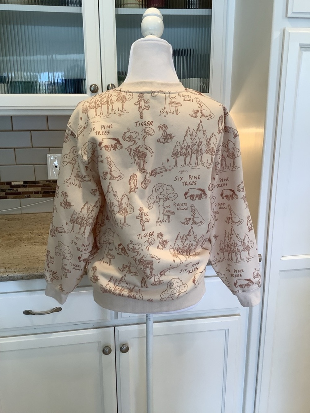 Disney Cream Graphic Sweatshirt with Pooh Tigger Sketch Print Small - Picture 3 of 8